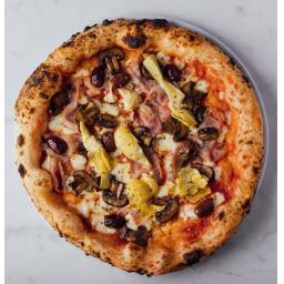 Capricciosa - fior di latte, prosciutto cotto, olives, mushrooms, artichoke hearts, oregano